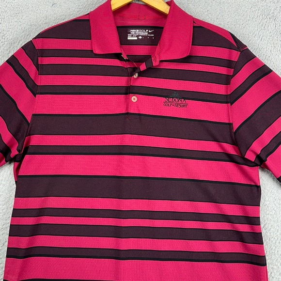 Nike Golf Tour Performance Polo Shirt Adult Large Dri-Fit Pink Stripe Rugby Mens